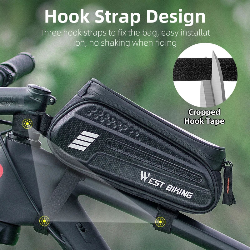 WEST BIKING Bicycle Bag 7.0 Inch Phone Bag Waterproof Front Frame Cycling Bag Sensitive Touch Screen MTB Road Bike Bag