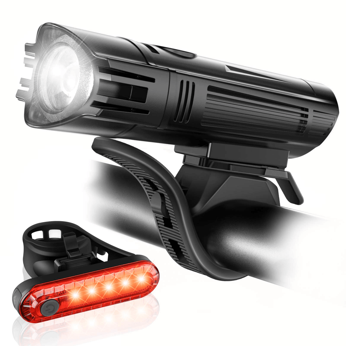 USB rechargeable bike light set - Ascher front and rear combo