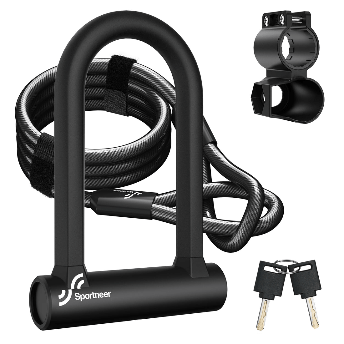 Heavy duty bike u lock - Sportneer with 5ft cable
