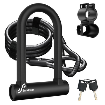 Sportneer Heavy-Duty Bike U Lock – Anti-Theft Security Lock with 5ft Cable