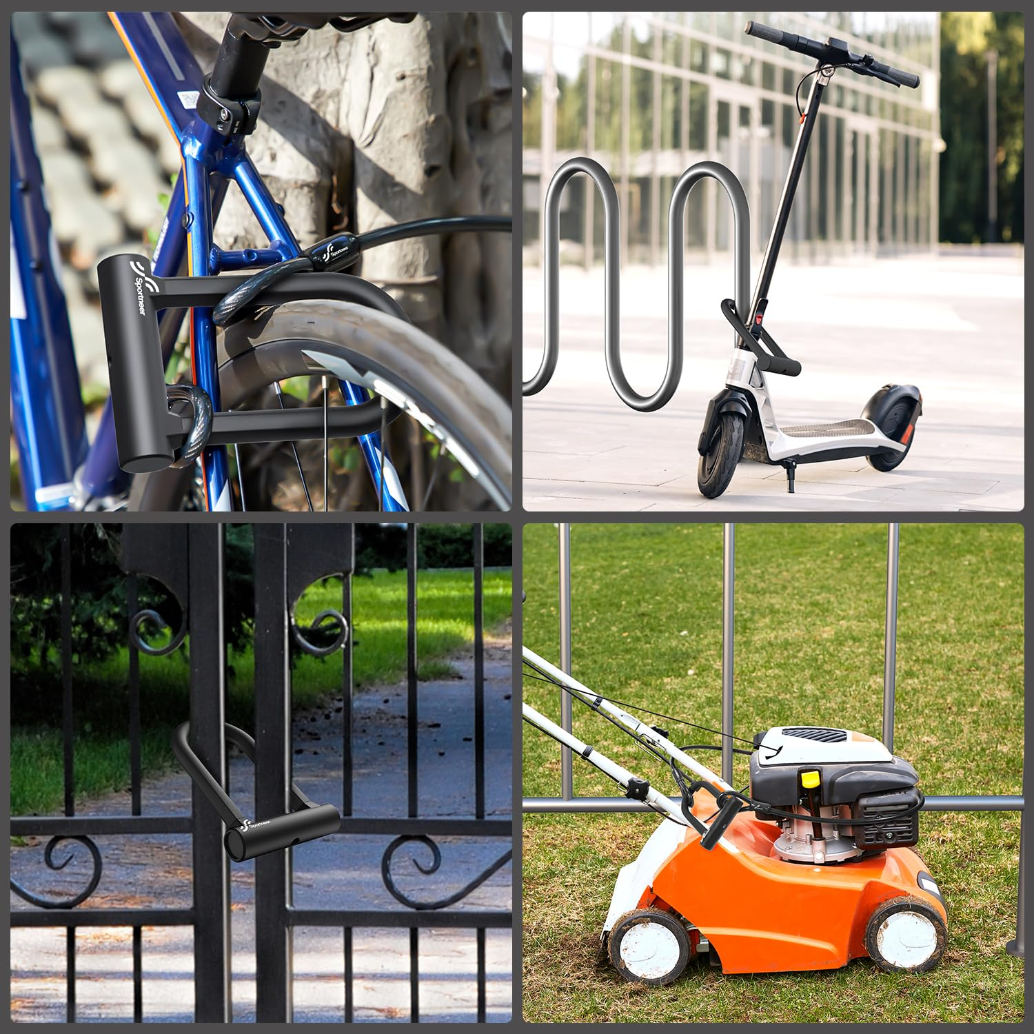 Sportneer Heavy-Duty Bike U Lock – Anti-Theft Security Lock with 5ft Cable