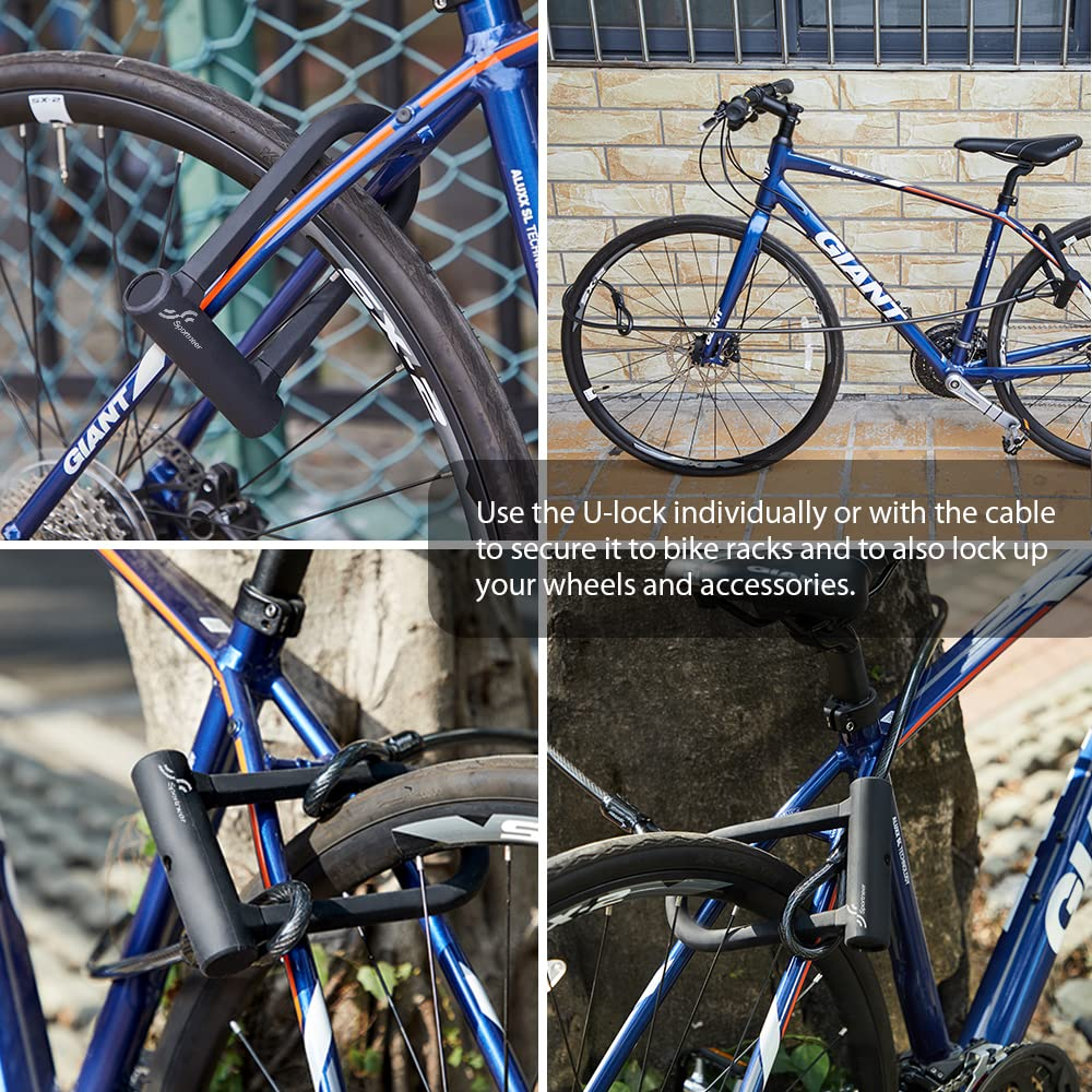 Sportneer Heavy-Duty Bike U Lock – Anti-Theft Security Lock with 5ft Cable