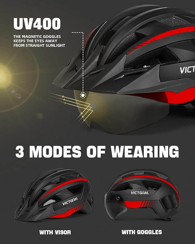 Adult bike helmet with light - VICTGOAL front view