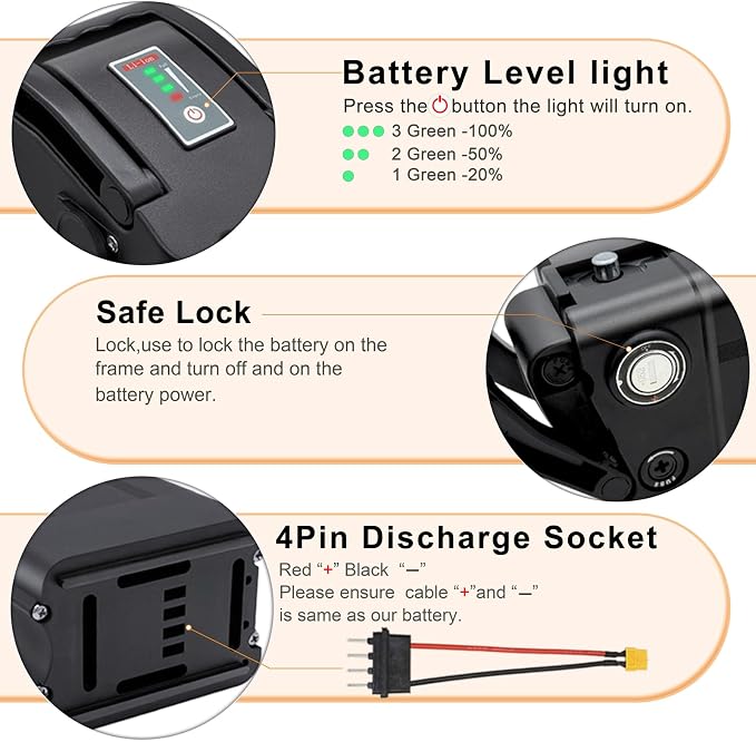 48V 15Ah E-Bike Battery – Lithium Battery with 30A BMS, LED Indicator & Safety Lock for 0–1000W Electric Bikes