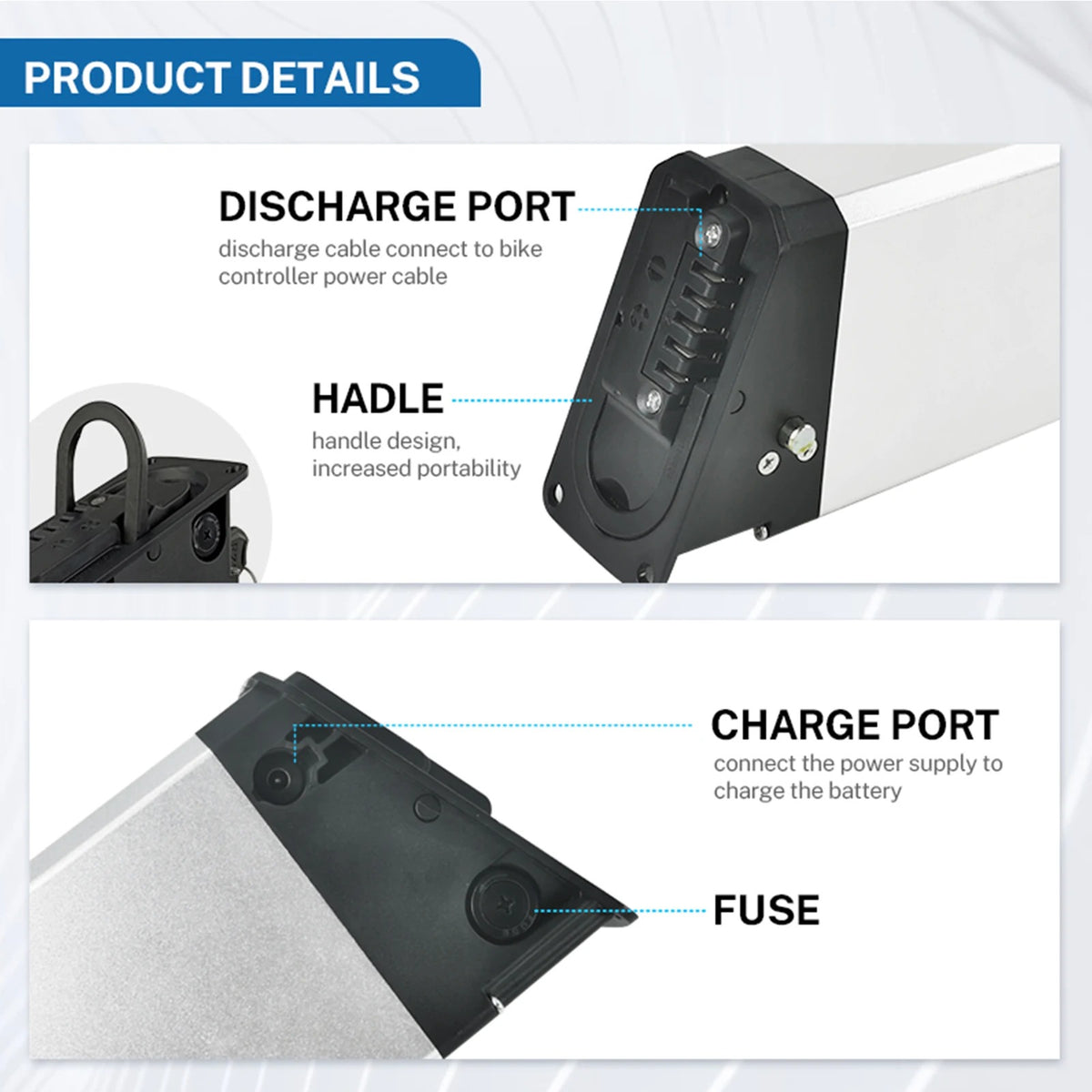 Folding E-Bike Replacement Battery DCH-009 48V/52V 17.5Ah for Mate X & Polarna M5/M6