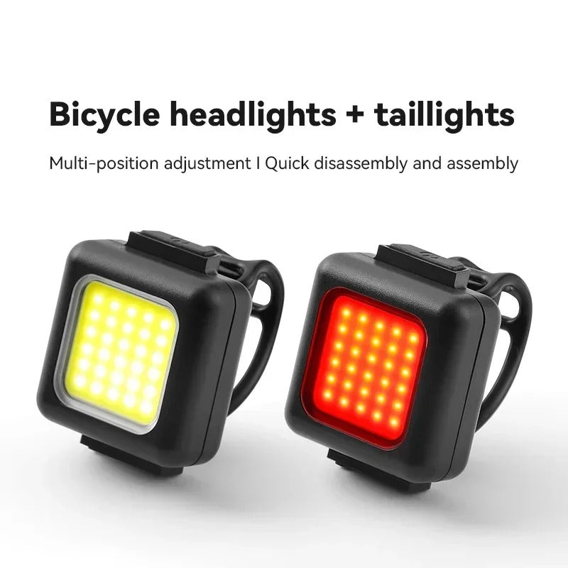 USB Rechargeable Waterproof COB LED Bike Light Set with Front & Rear Lights