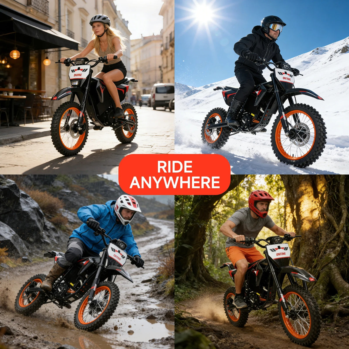 Electric Dirt Bike 4500W Peak, 60V 28.8Ah Battery, 50 MPH, Up to 60 Miles, 14"/12" Fat Tires