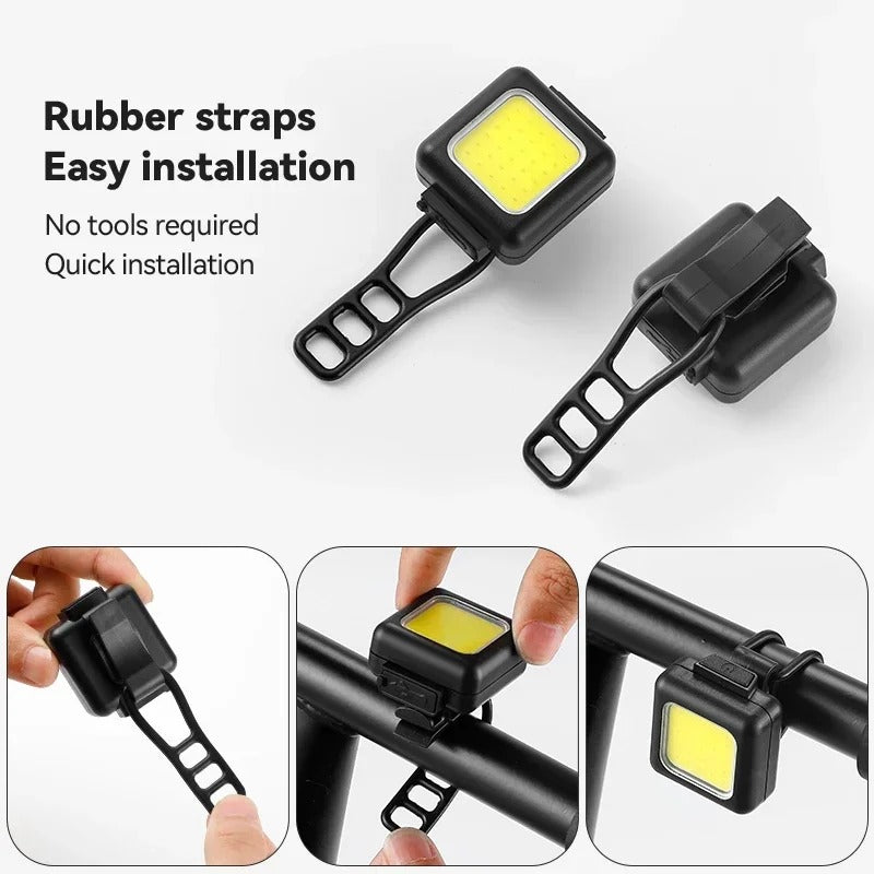 USB Rechargeable Waterproof COB LED Bike Light Set with Front & Rear Lights