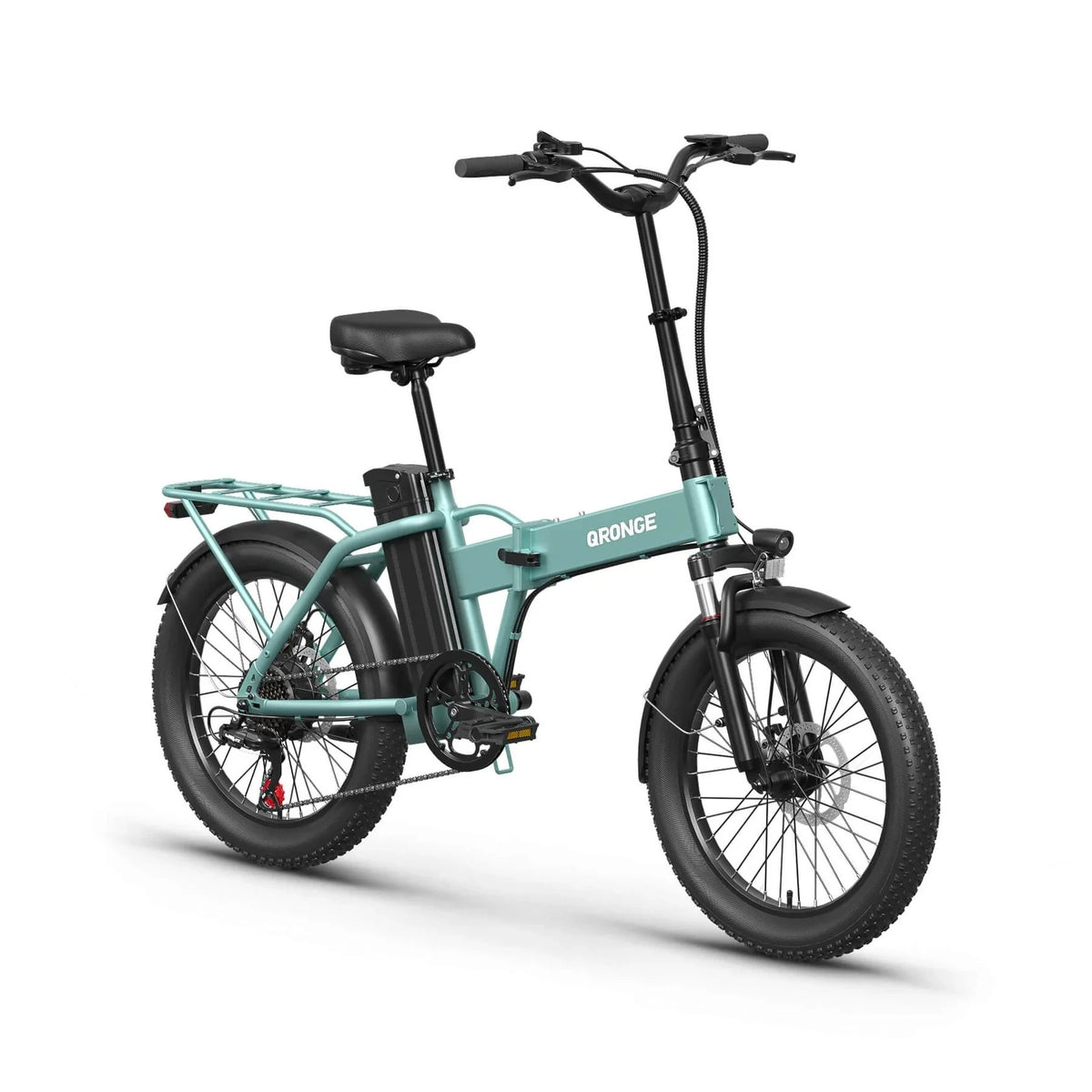 QRONGE Waterfall Folding Electric Bike 1000W Peak, 48V 13.5Ah, 20" Fat Tire, 70-Mile Range