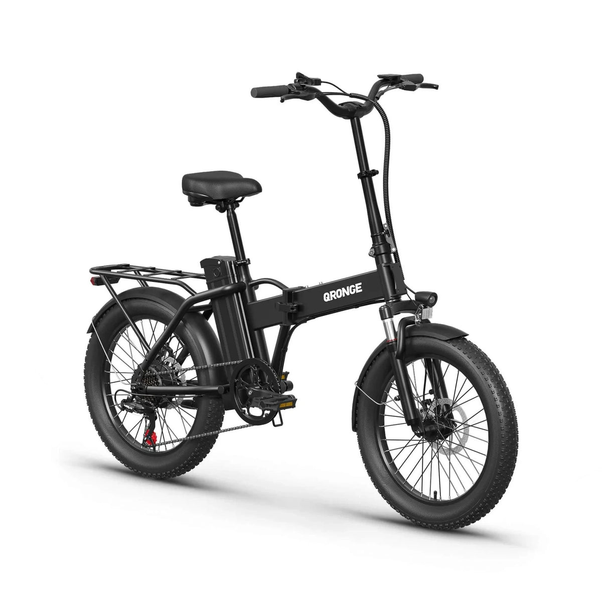 QRONGE Waterfall Folding Electric Bike 1000W Peak, 48V 13.5Ah, 20" Fat Tire, 70-Mile Range